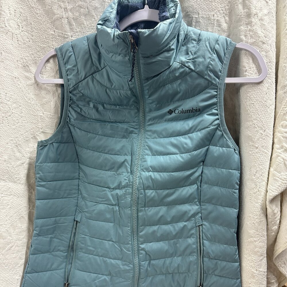 Columbia Women's Light Teal Puffer Omni Heat Full Zip Insulated Vest XS New